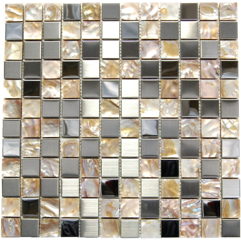 Carreau de mosaïque murale en métal / coquille 1 "x 1"