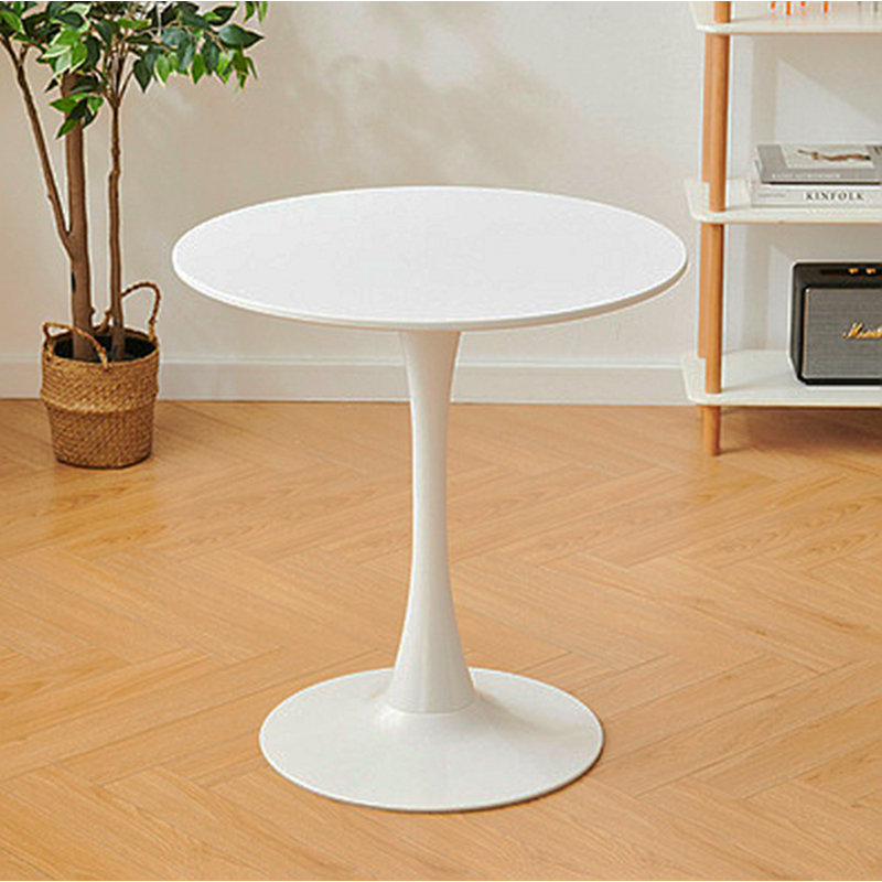 Table ronde blanche, table de salle à manger moderne, plateau en panneau de fibres à densité moyenne et table tulipe ronde en acier, table basse de style Mid-Century pour salon 24 pouces, table de salle à manger ovale