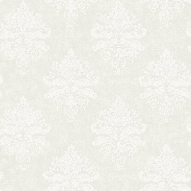 Palazzo 2 Collection Medallion Damask Wallpaper Roll, White