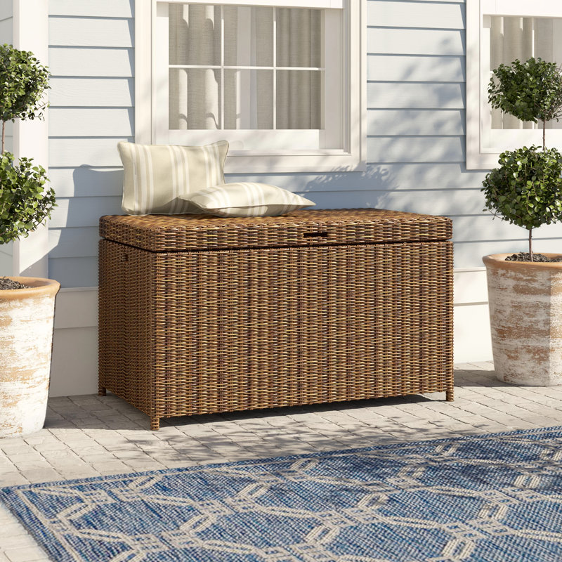 Beachcrest Home™ Edlin 51.75'' W 180 Gallons Water Resistant Deck Box, Weathered Brown