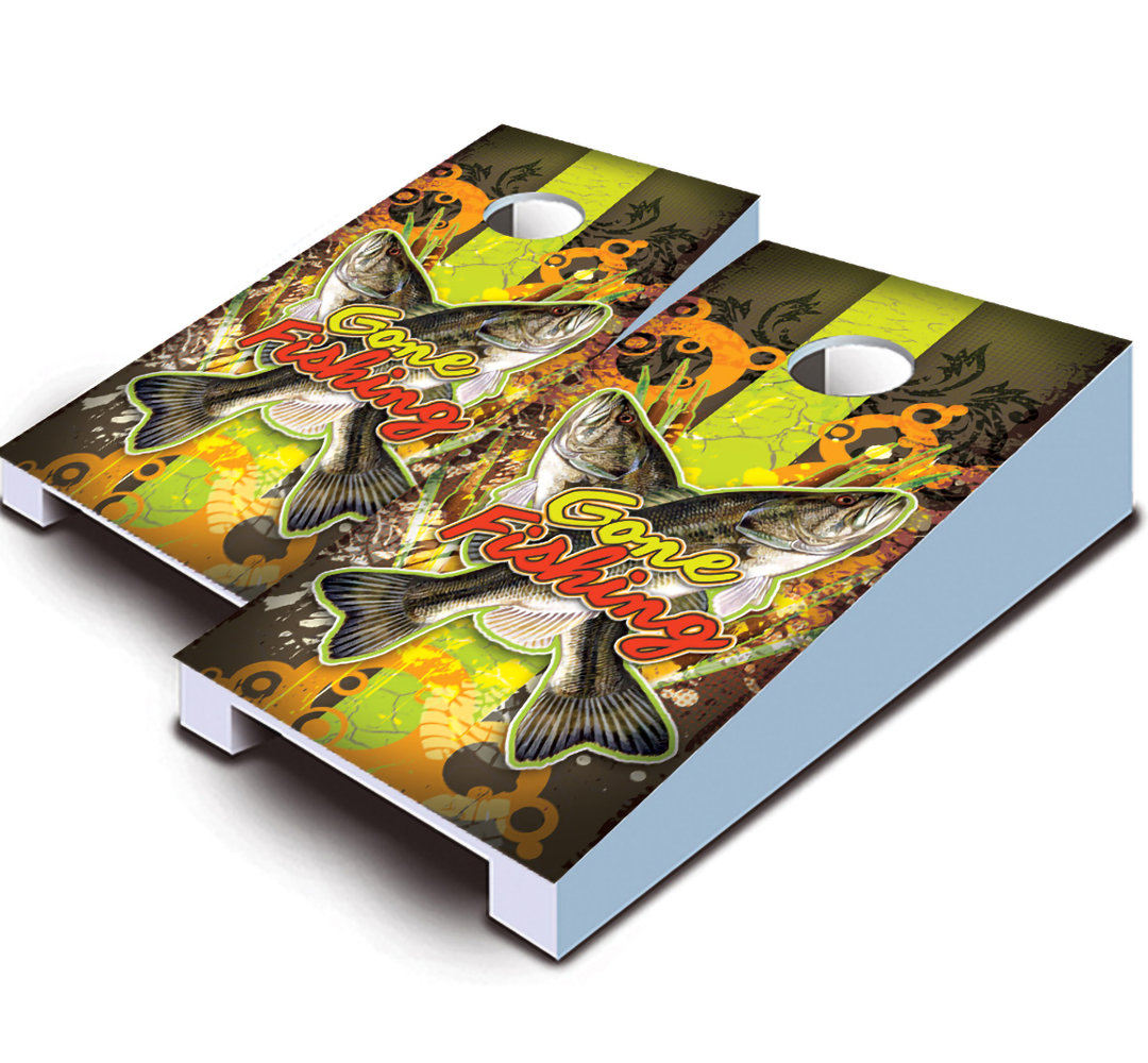 10 Piece Gone Fishing Tabletop Cornhole Set with Bags AJJ Cornhole Bag 