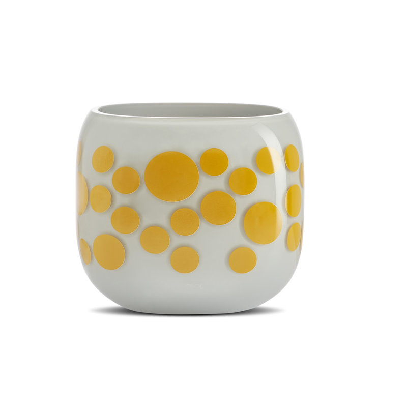 Vase en cristal sans plomb Mono, À pois jaunes