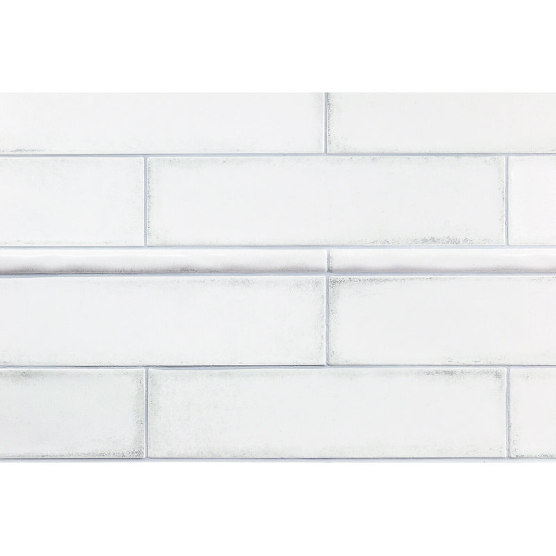 Moze White 0.75 in. x 12 in. Polished Ceramic Pencil Liner