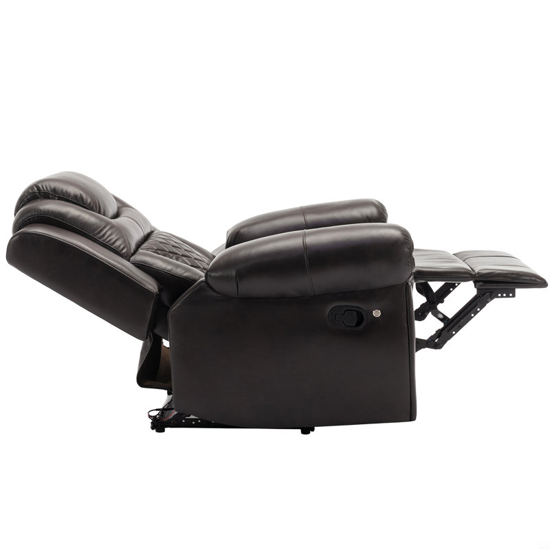 Home Theater Seating Manual Recliner Chair With Led Light Strip, Brown