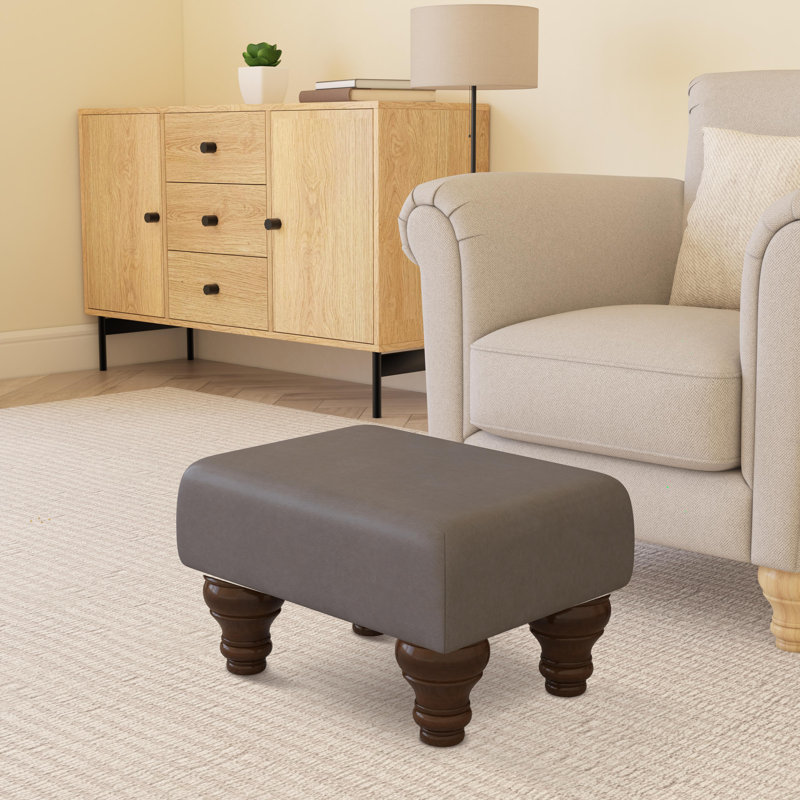 Acierno Natural Wood Turned Leg - Faux Leather, Feather Grey, Brown