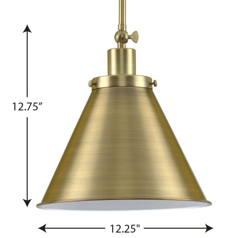 1 - Light Single Pendant, Vintage Brass