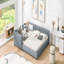 Grand lit plateforme tapissier grand et simple TG, lit mère et enfant, similicuir, gris-1870369017