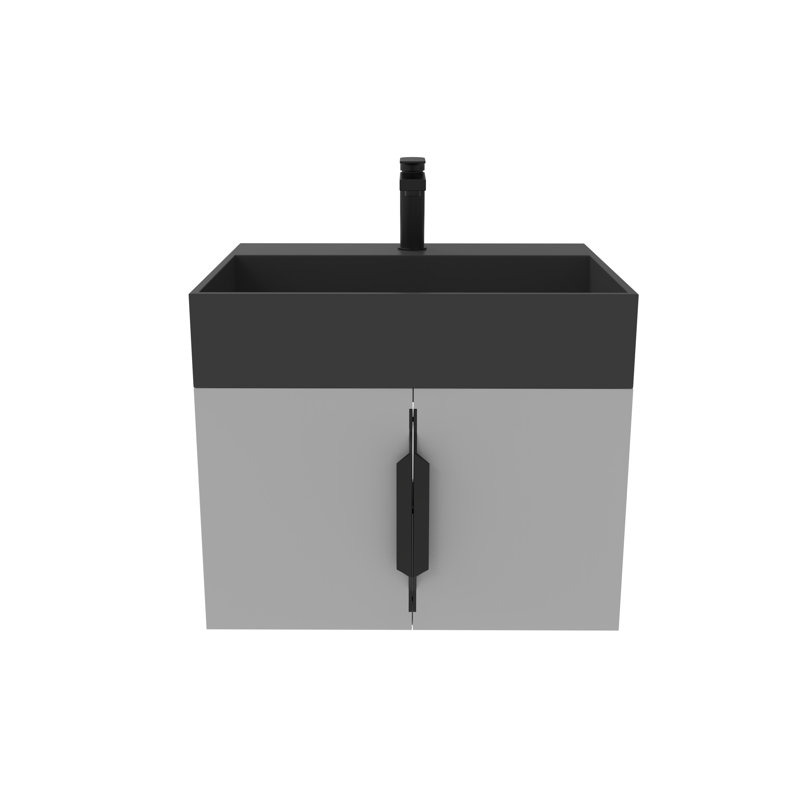 Ensemble de meuble-lavabo simple 24 po avec surface solide Amazon, Gris, Noir, Noir