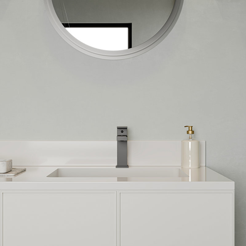 Robinet pour salle de bain à poignée simple avec drain, Noir mat
