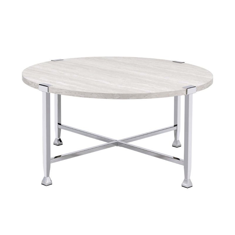 Table basse ronde avec cadre en métal
