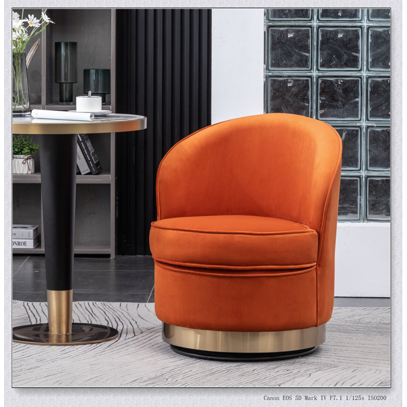 Chaise pivotante en velours Wania, Velours orange