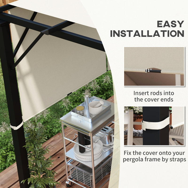 2 Piece Pergola Replacement Canopy, Protected Khaki Shade, Goes With 10 X 11.8ft Pergola, Simple And Convenient Assembly Compatible Quick Install
