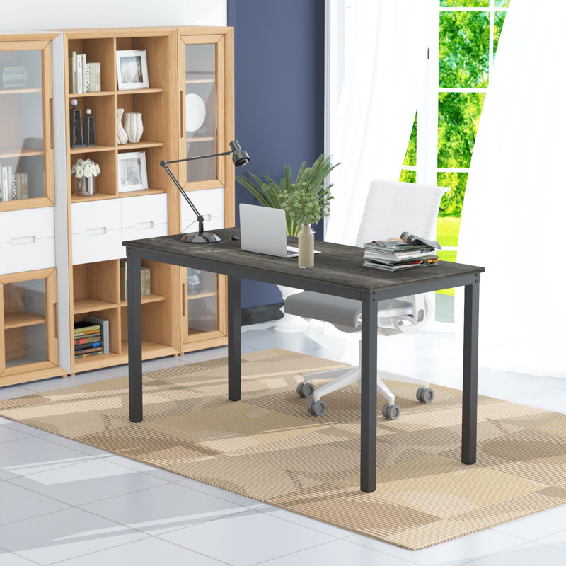 Albertdine Metal Base Writing Desk, Black Oak, 30" H x 39" W x 24" D