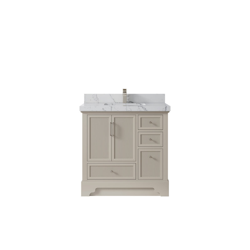 Meuble-lavabo simple 36 po avec plateau en quartz Alys