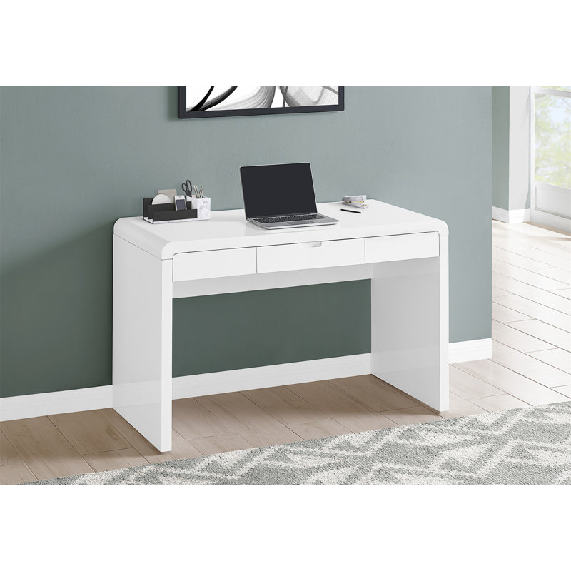 Bureau d'ordinateur, bureau personnel, ordinateur portable, tiroirs de rangement, L 48 po, bureau, stratifié, blanc brillant