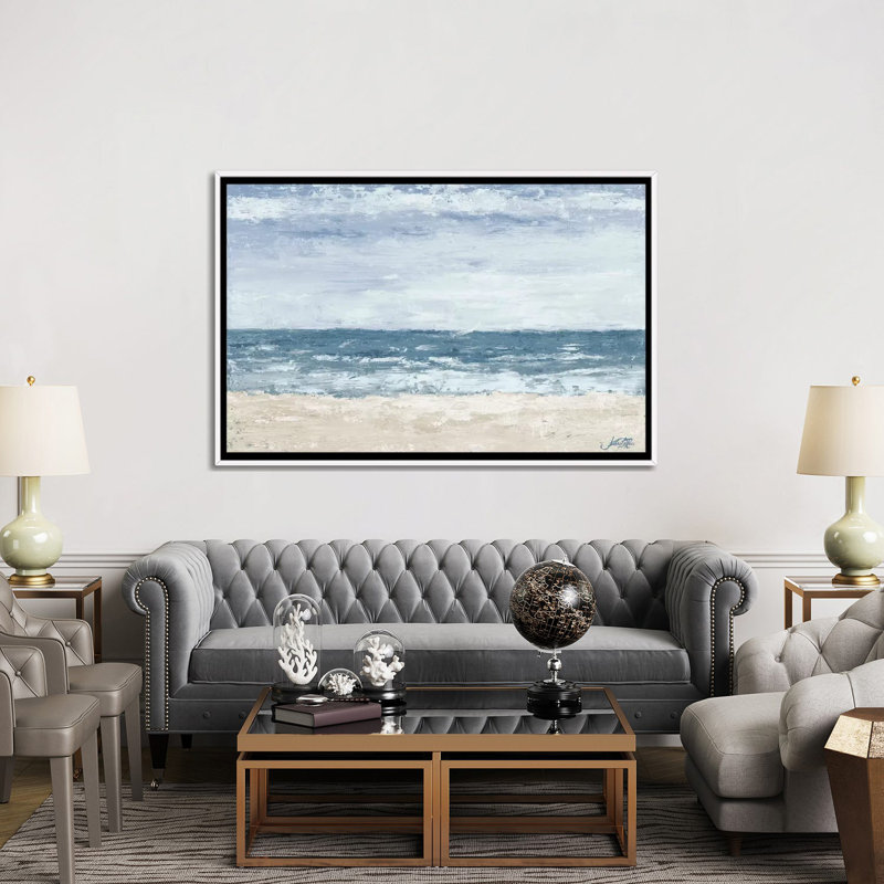Océan dans l'esprit par Julie Derice - reproduction d'art, H 40 po x l 60 po x 1,5 po, Toile blanche encadrée, Pas de tapis