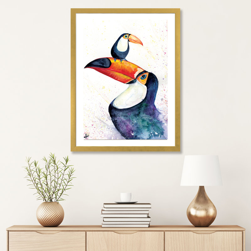 Décoration murale pour enfants Toucan, H 24 po x l 16 po x P 1 po, Papier encadré doré