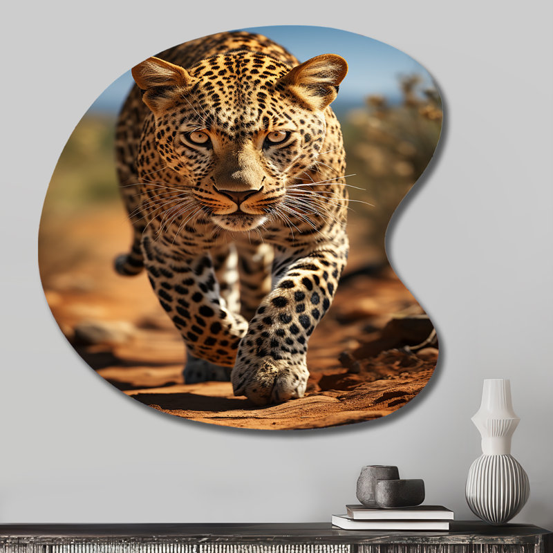 Mateus - art mural asymétrique en métal Leopard, H 27 po x l 27 po