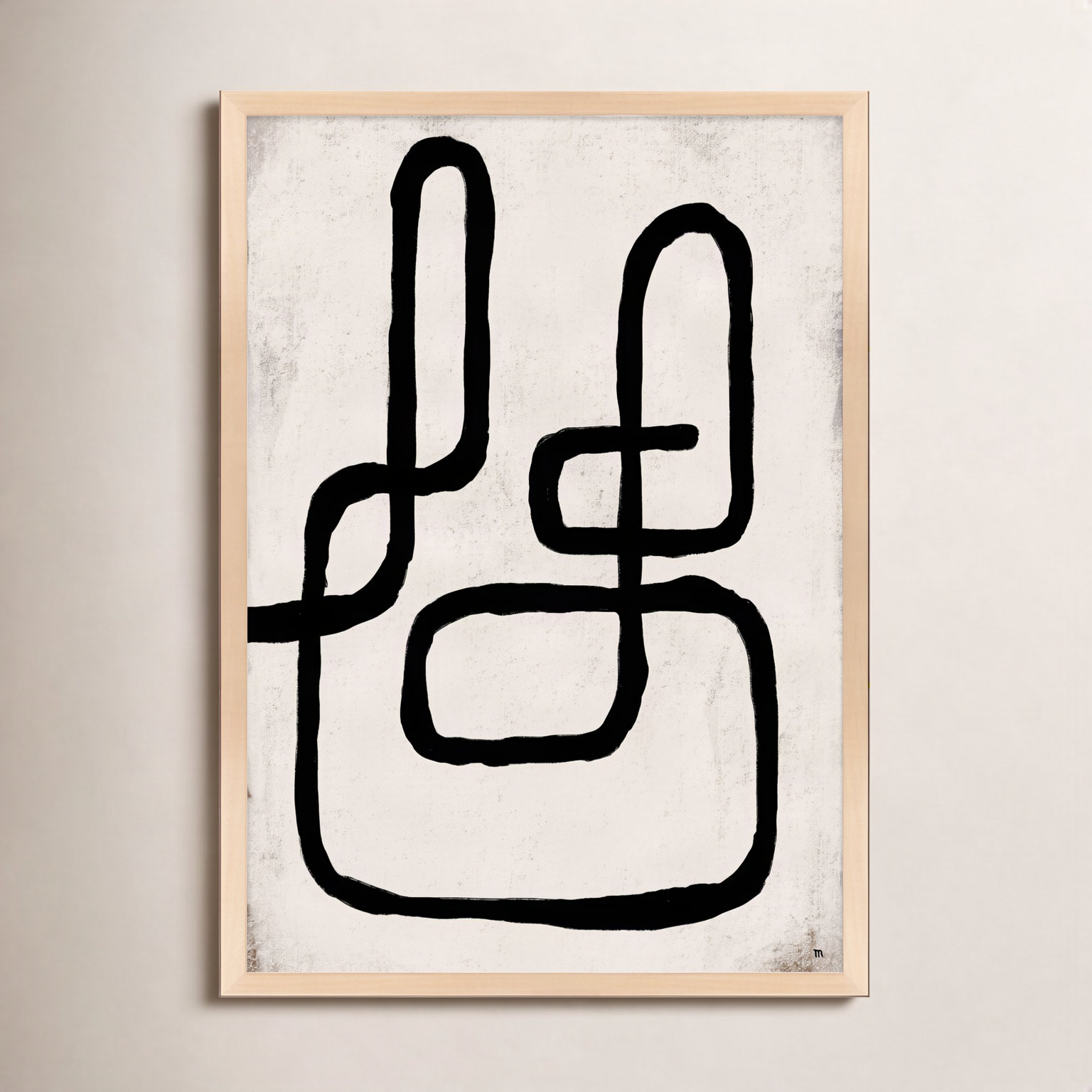 Linework 1 by StudioM, 25" H x 17.5" W x 1.25" D, Maple Framed Paper
