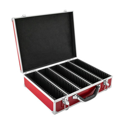 Storage Case Display Aluminum Alloy Red Box Case Holds 100 Coin Holders Slabs