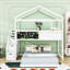 Lit superposé simple au dessus d'une maison double avec escalier de rangement et tableau noir-701440920