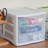 Sterilite Clear Plastic Stackable Small 3 Drawer Storage System, White