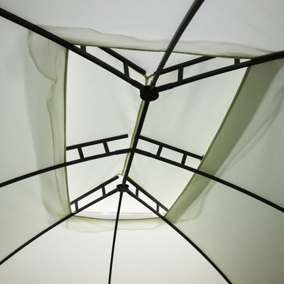 Abri de jardin 10 'x 13' avec toit à double aération et structure en acier - Beige pour terrasse, auvent, toit, structure, rideaux, protection contre le soleil dans le jardin, pelouse