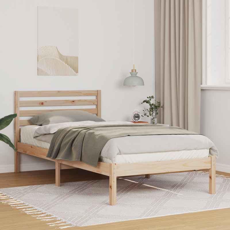Solid Wood Bed, Brown, Small Single (2'6)