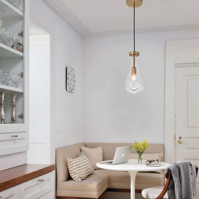 1-light Transparent Teardrop Glass Pendant Light
