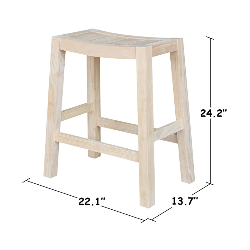 Tabouret de bar et de comptoir en bois massif Guzik, Sans finition, Tabouret de comptoir (siège d'une hauteur de 24 p