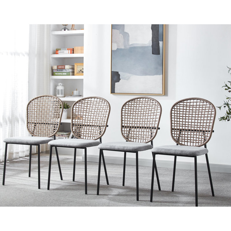Chaises à café noires et grises pour 4 personnes de 17,51 po Ensemble haut, confortable