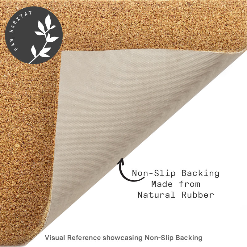 Lysia Summertime Palm Leaf Coconut Coir Entryway Doormat, 18" x 30" Non-Slip, Brown