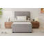 Lit plateforme simple tapissier en tissu de lin avec lit gigogne et tête de lit ajustable rembourrée, sans sommier tapissier