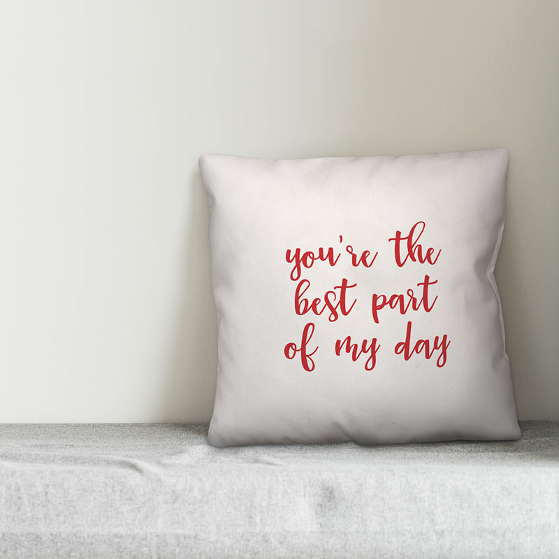  Coussin You Are The Best Part of My Day, Blanc / rouge, Coussin décoratif