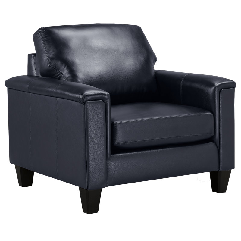 Benson Upholstered Armchair, Slate Genuine Leather