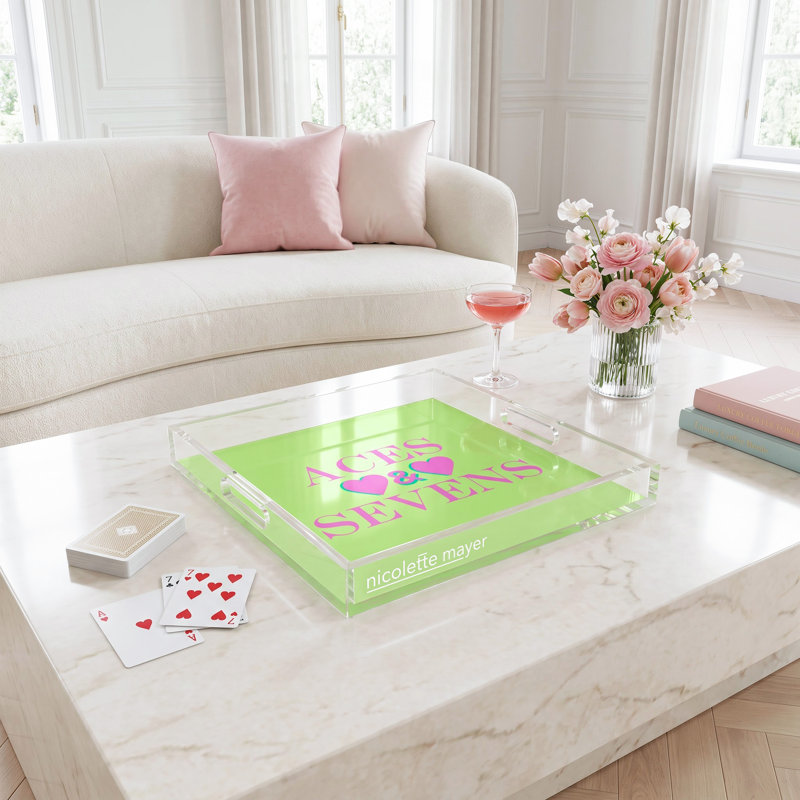 Decorative Tray, Key Lime/Pink, 2" H x 12" W x 12" D