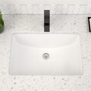 Lavabo de salle de bain rectangulaire en céramique avec trop-plein L 18 po x l 14 po