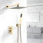 Système de douche complet en or brossé 10 pouces avec poignée levier, inverseur et température d'eau constante pour un débit d'air mural confortable et un inverseur paisible