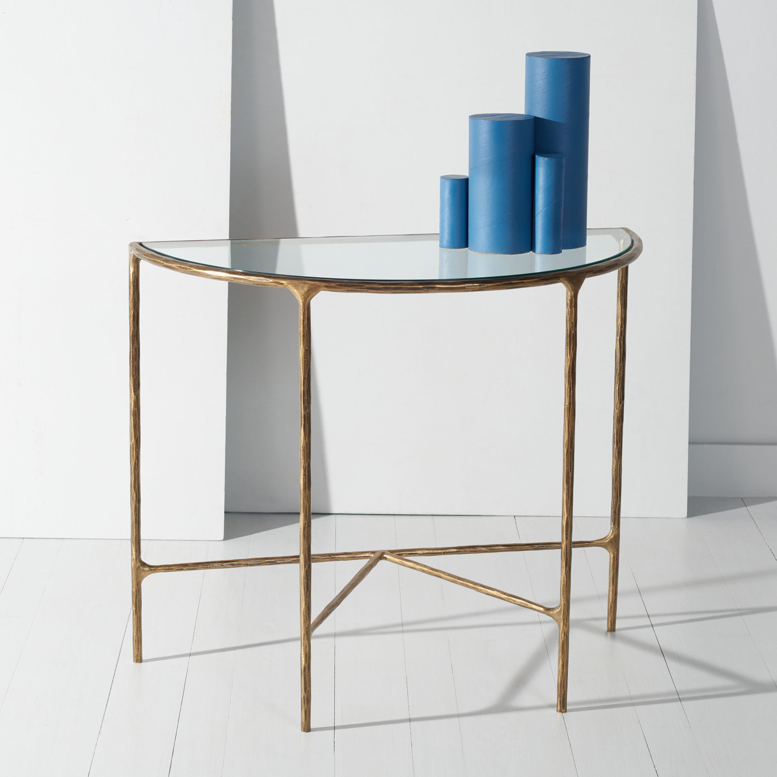 Evelynn 36'' Console Table, Clear, Brass