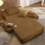 Luxueuse chaise longue en velours côtelé moelleux avec 3 coussins, canapé-lit convertible avec poche de rangement, conception sans cadre et mousse de compression pour les petits espaces, salon, appartement, chameau