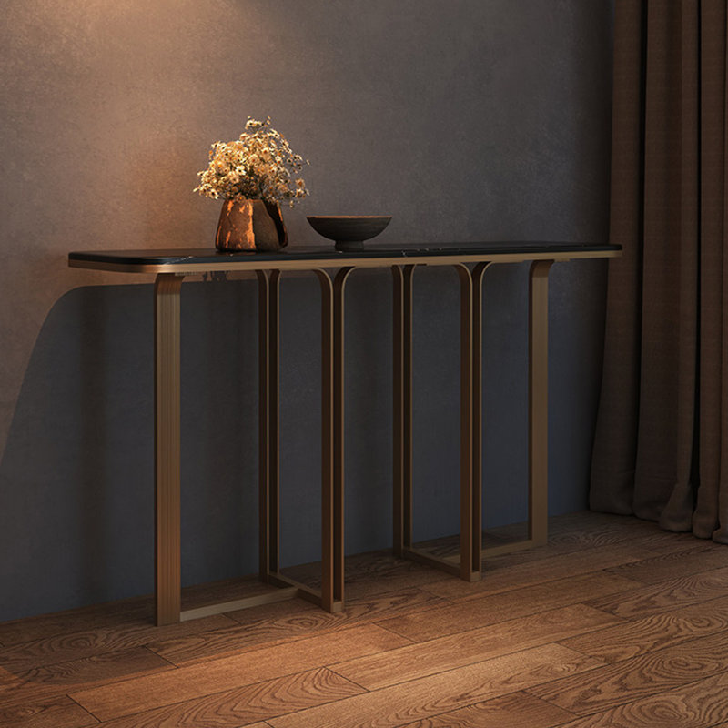 Console en pierre frittée de style italien, Noir, H 33,4 po x l 59 po x P 13,7 po