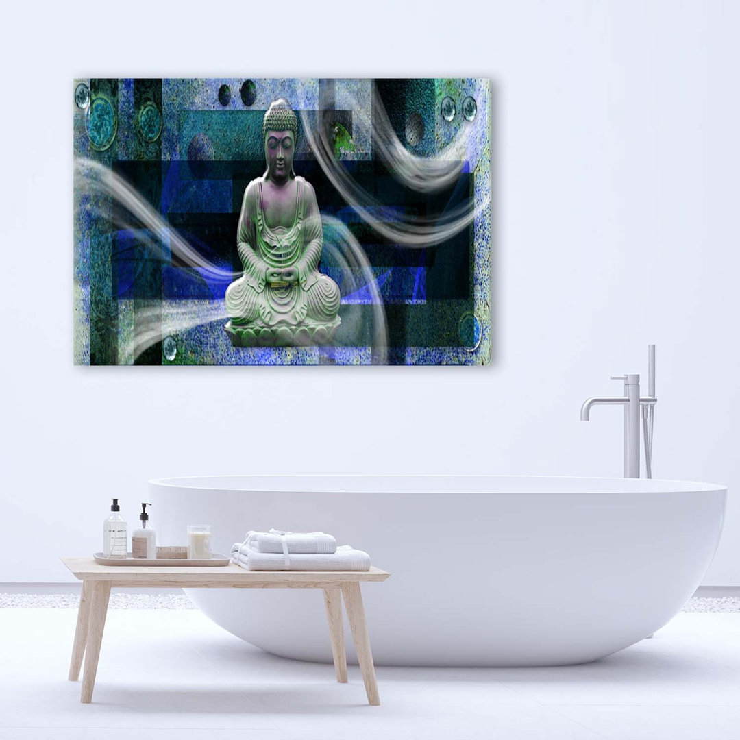 Leinwandbild Buddha Feng Shui Blue