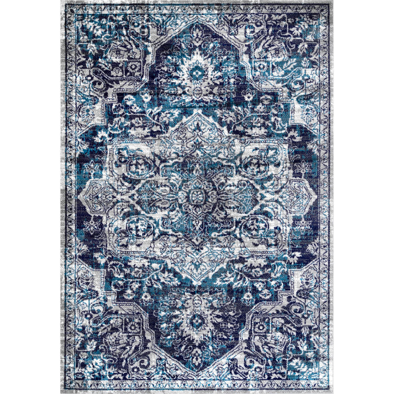 Doron Oriental Blue Area Rug, Rectangle 10' x 14'