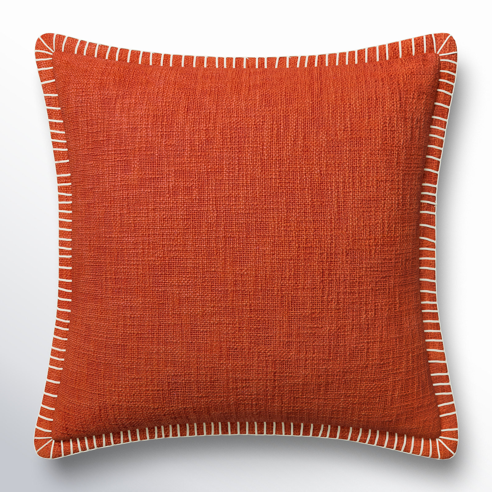 Fernande Cotton Pillow Cover, 22" H x 22" W x 6" D, Orange, Down Blend