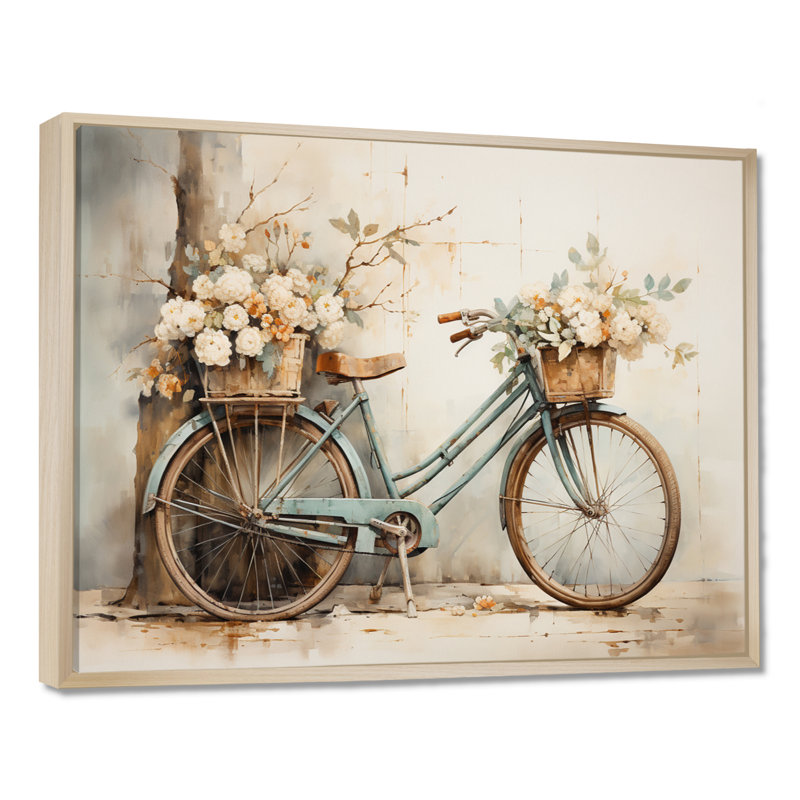 Vélo tranquille, pédalant II - art mural encadré, Reproduction avec cadre flottant, H 24 po x l 32 po, Érable