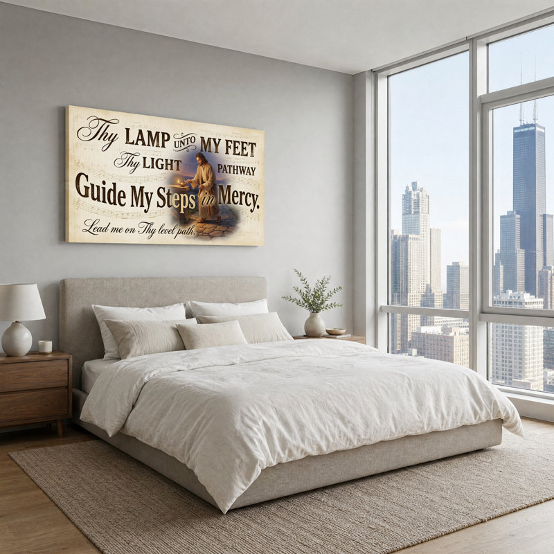 «Jesus Lighting Lamp with Musical Notes And Bible Verse», art mural sur toile, L 32 po x H 16 po