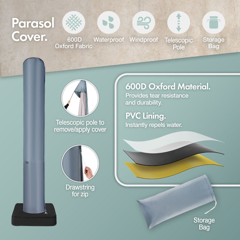 310cm Cantilever Parasol, Grey
