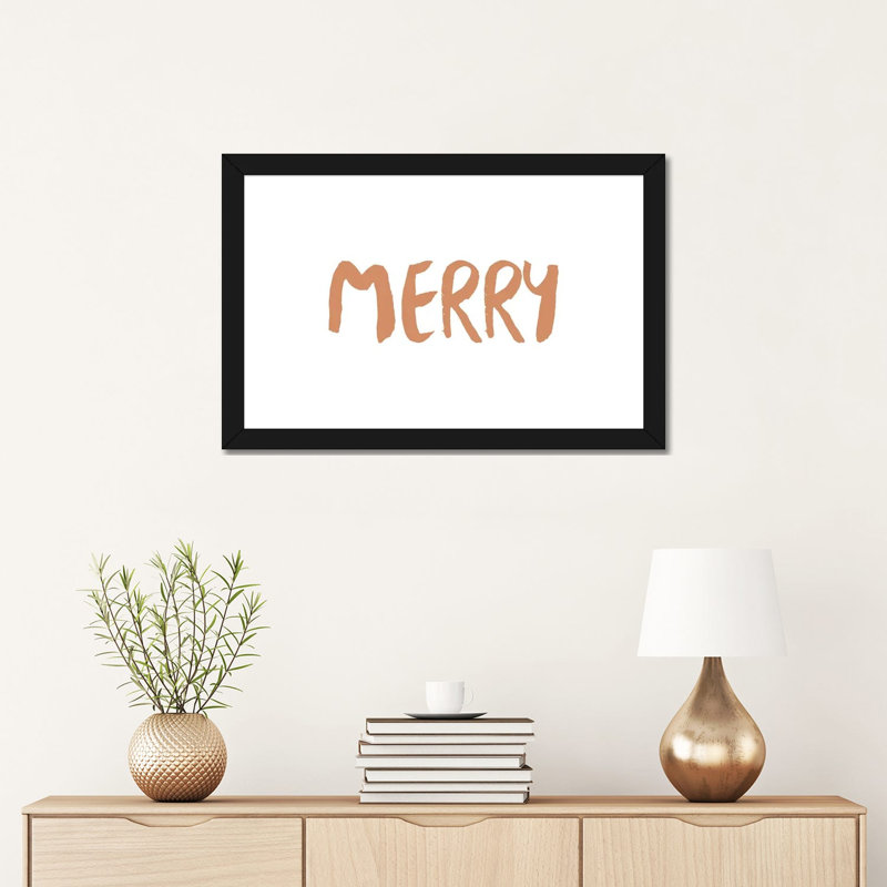 « Merry » par Orara studio-impression d’art textuel, Papier encadré noir, Blanc, H 16 po x l 24 po x P 1 po