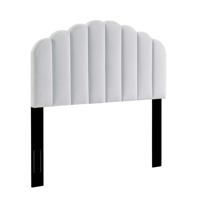 Veronique Performance Velvet Headboard, White, Full/Queen