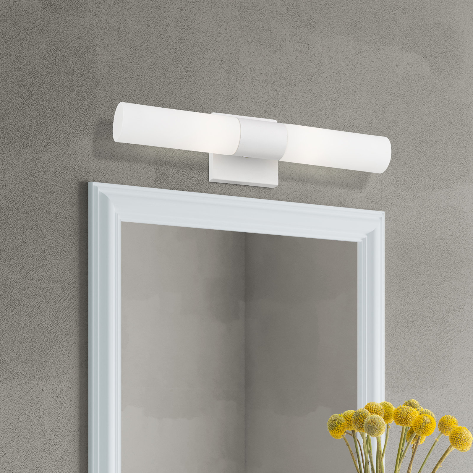 Cailum 2-Light Dimmable Vanity Light, Textured White/Antique Brass